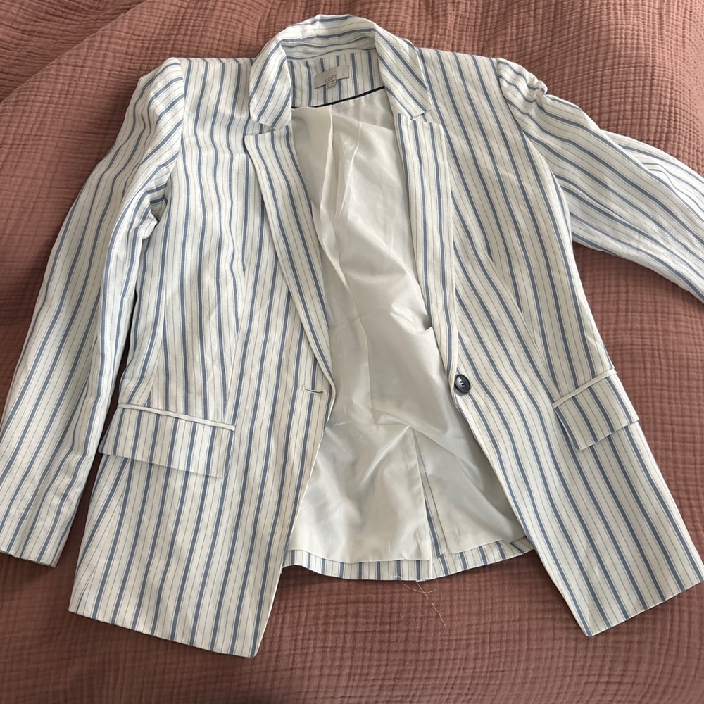 The Loft white and blue striped blazer